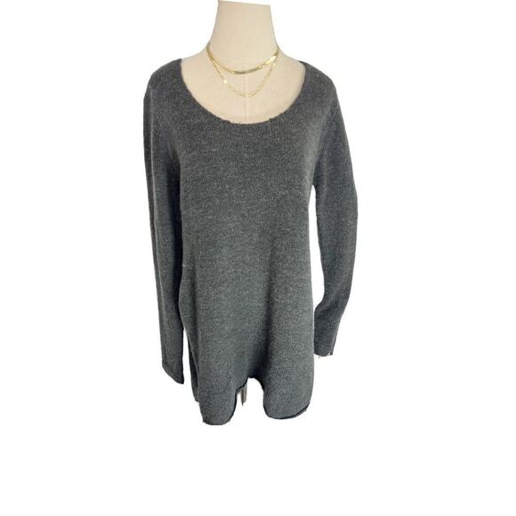 Nu Denmark Womens Sweater Side Slits Boulce Knit Scoop...